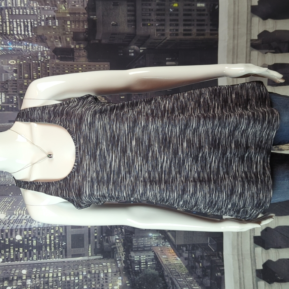Xersion sz L Racer Back Sleeveless Gray, White, & Black Work Out Top